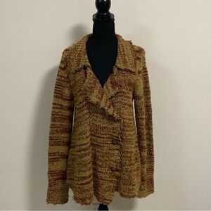 Free People Cardigan Women’s Size Medium Tan Brown Zebra Yarn Knit cardigan